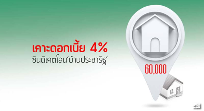 เคาะดอกเบี้ย 4% ซินดิเคตโลน ‘บ้านประชารัฐ’ เคาะดอกเบี้ย 4% ซินดิเคตโลน ‘บ้านประชารัฐ’