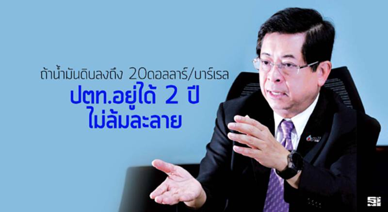 ถ้าน้ำมันดิบลงถึง 20 ดอลลาร์/บาร์เรล ปตท.อยู่ได้ 2 ปี ไม่ล้มละลาย ถ้าน้ำมันดิบลงถึง 20 ดอลลาร์/บาร์เรล ปตท.อยู่ได้ 2 ปี ไม่ล้มละลาย