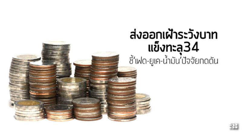 ส่งออกเฝ้าระวังบาทแข็งทะลุ34 ชี้‘เฟด-ยูเค-นํ้ามัน’ปัจจัยกดดัน ส่งออกเฝ้าระวังบาทแข็งทะลุ34 ชี้‘เฟด-ยูเค-นํ้ามัน’ปัจจัยกดดัน