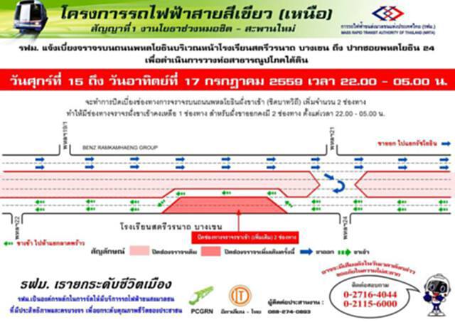 รฟม.แจ้งเบี่ยงจราจรบนถนนพหลโยธิน รฟม.แจ้งเบี่ยงจราจรบนถนนพหลโยธิน