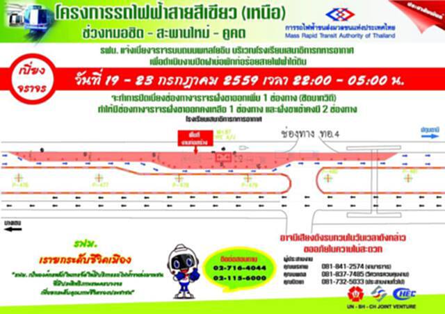 รฟม.แจ้งเบี่ยงจราจรบนถ.พหลโยธินบริเวณรร.เสนาธิการทหารอากาศ รฟม.แจ้งเบี่ยงจราจรบนถ.พหลโยธินบริเวณรร.เสนาธิการทหารอากาศ