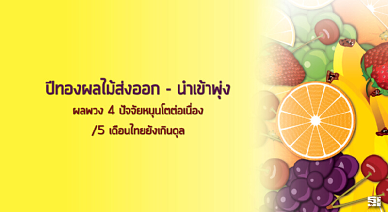 ปีทองผลไม้ส่งออก-นำเข้าพุ่ง ผลพวง 4 ปัจจัยหนุนโตต่อเนื่อง/5 เดือนไทยยังเกินดุล ปีทองผลไม้ส่งออก-นำเข้าพุ่ง ผลพวง 4 ปัจจัยหนุนโตต่อเนื่อง/5 เดือนไทยยังเกินดุล