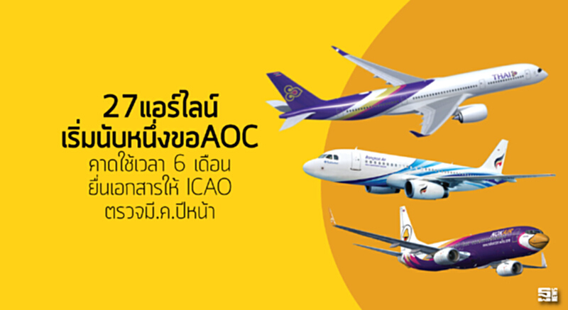 27แอร์ไลน์เริ่มนับหนึ่งขอAOC คาดใช้เวลา 6 เดือนยื่นเอกสารให้ ICAO ตรวจมี.ค.ปีหน้า 27แอร์ไลน์เริ่มนับหนึ่งขอAOC คาดใช้เวลา 6 เดือนยื่นเอกสารให้ ICAO ตรวจมี.ค.ปีหน้า