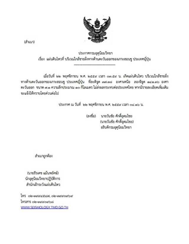 เกิดเหตุแผ่นดินไหว 7.1 ทางด้านตอ.เกาะฮอนชู ญี่ปุ่น เกิดเหตุแผ่นดินไหว 7.1 ทางด้านตอ.เกาะฮอนชู ญี่ปุ่น