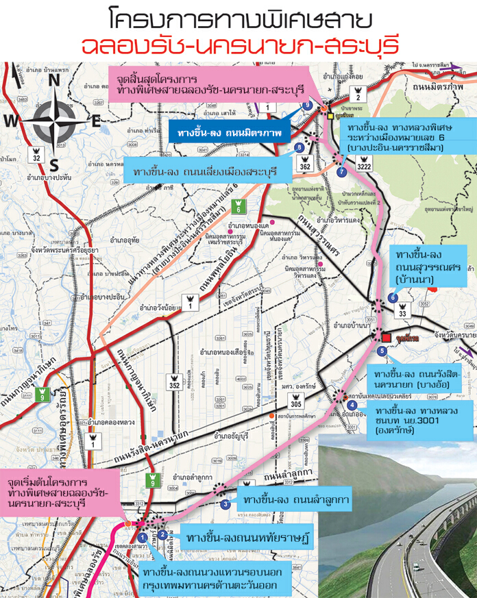 ทางด่วนฉลองรัช-นครนายก-สระบุรี เส้นทางคมนาคมทางเลือกสู่เหนือ-อีสาน