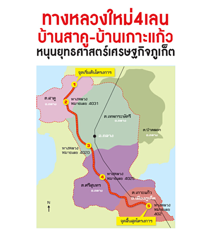 ทางหลวงใหม่ 4 เลน บ้านสาคู-บ้านเกาะแก้ว หนุนยุทธศาสตร์เศรษฐกิจภูเก็ต ทางหลวงใหม่ 4 เลน บ้านสาคู-บ้านเกาะแก้ว หนุนยุทธศาสตร์เศรษฐกิจภูเก็ต