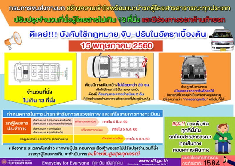ขนส่งย้ำ!รถตู้โดยสารสาธารณะทุกประเภทต้องไม่เกิน 13 ที่นั่ง ขนส่งย้ำ!รถตู้โดยสารสาธารณะทุกประเภทต้องไม่เกิน 13 ที่นั่ง