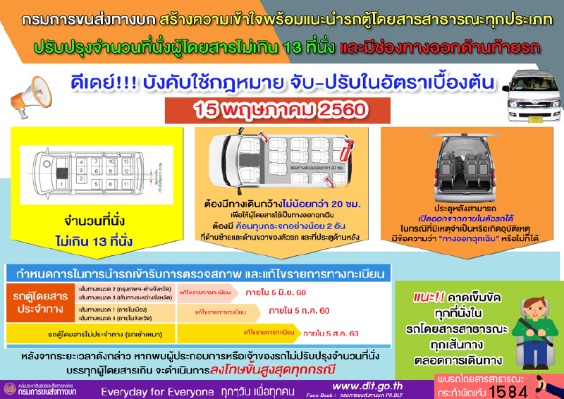 ขนส่งย้ำ!รถตู้โดยสารสาธารณะทุกประเภทต้องไม่เกิน 13 ที่นั่ง ขนส่งย้ำ!รถตู้โดยสารสาธารณะทุกประเภทต้องไม่เกิน 13 ที่นั่ง