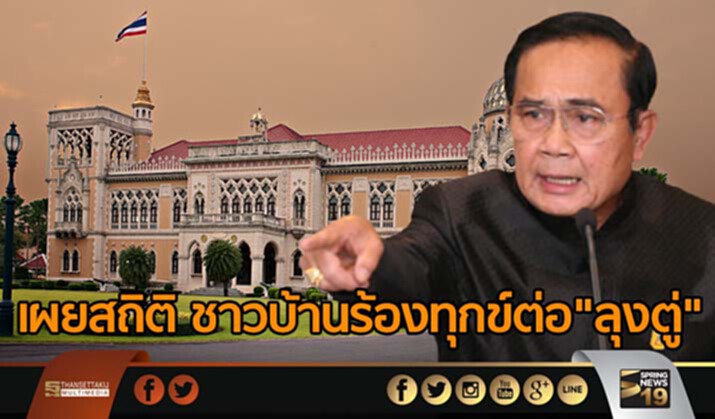 เผยสถิติ ชาวบ้านร้องทุกข์ต่อ "ลุงตู่" เดือนเดียว 12,350 ครั้ง เผยสถิติ ชาวบ้านร้องทุกข์ต่อ "ลุงตู่" เดือนเดียว 12,350 ครั้ง
