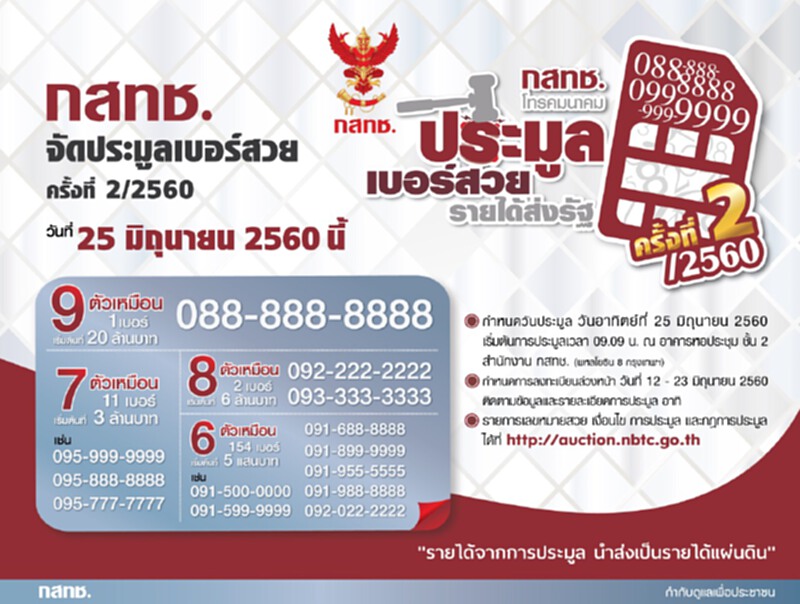 พรุ่งนี้(24 มิ.ย.) กสทช.เปิดประมูลเลขมือถือสวย 168 เบอร์ผ่านแอพฯ พรุ่งนี้(24 มิ.ย.) กสทช.เปิดประมูลเลขมือถือสวย 168 เบอร์ผ่านแอพฯ