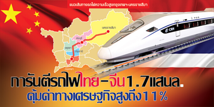 การันตีรถไฟไทย-จีน1.7 แสนล. คุ้มค่าทางเศรษฐกิจสูงถึง11% การันตีรถไฟไทย-จีน1.7 แสนล. คุ้มค่าทางเศรษฐกิจสูงถึง11%