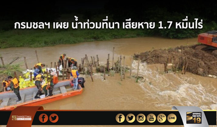 กรมชลฯ เผย น้ำท่วมพื้นที่ปลูกข้าวเสียหายแล้วกว่า 1.7 หมื่นไร่ กรมชลฯ เผย น้ำท่วมพื้นที่ปลูกข้าวเสียหายแล้วกว่า 1.7 หมื่นไร่