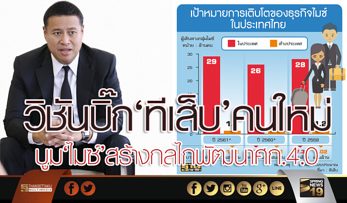 วิชันบิ๊ก‘ทีเส็บ’คนใหม่ บูม‘ไมซ์’สร้างกลไกพัฒนาศก.4.0 วิชันบิ๊ก‘ทีเส็บ’คนใหม่ บูม‘ไมซ์’สร้างกลไกพัฒนาศก.4.0