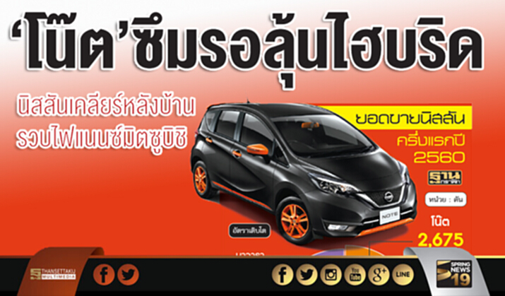‘โน๊ต’ซึมรอลุ้นไฮบริด นิสสันเคลียร์หลังบ้าน รวบไฟแนนซ์มิตซูบิชิ ‘โน๊ต’ซึมรอลุ้นไฮบริด นิสสันเคลียร์หลังบ้าน รวบไฟแนนซ์มิตซูบิชิ