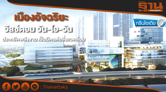 เมืองอัจฉริยะ วิสซ์ดอม วัน-โอ-วัน ประหยัดพลังงาน เป็นมิตรต่อสิ่งแวดล้อม เมืองอัจฉริยะ วิสซ์ดอม วัน-โอ-วัน ประหยัดพลังงาน เป็นมิตรต่อสิ่งแวดล้อม