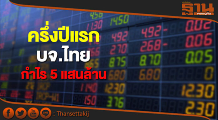 ครึ่งปีแรกบจ.ไทยกำไรทะลุ 5 แสนล้าน เติบโต 5.62% ครึ่งปีแรกบจ.ไทยกำไรทะลุ 5 แสนล้าน เติบโต 5.62%