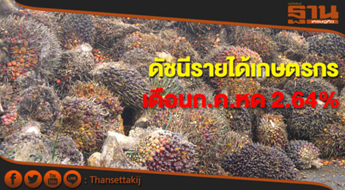 ผลผลิตพุ่งฉุดดัชนีรายได้เกษตรกรเดือนก.ค.หด 2.64% ผลผลิตพุ่งฉุดดัชนีรายได้เกษตรกรเดือนก.ค.หด 2.64%