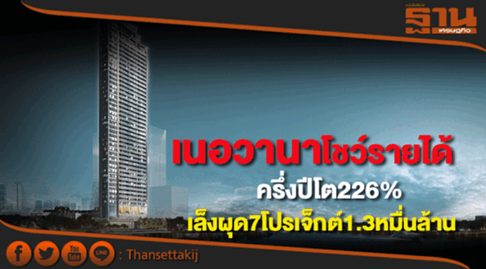 เนอวานาโชว์รายได้ครึ่งปีโต226%เล็งผุด7โครงการ1.3หมื่นล้าน เนอวานาโชว์รายได้ครึ่งปีโต226%เล็งผุด7โครงการ1.3หมื่นล้าน