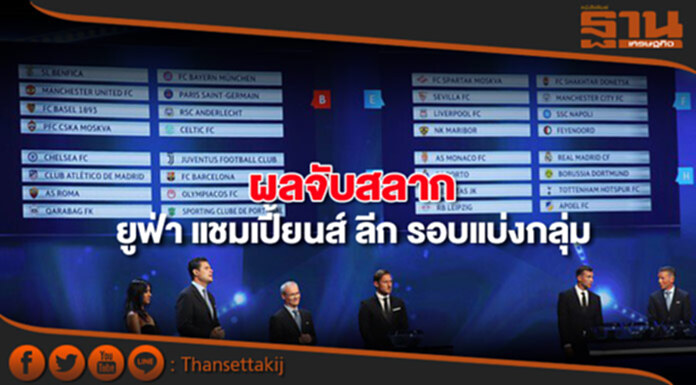 ผลจับสลาก ยูฟ่า แชมเปี้ยนส์ ลีก รอบแบ่งกลุ่ม ผลจับสลาก ยูฟ่า แชมเปี้ยนส์ ลีก รอบแบ่งกลุ่ม