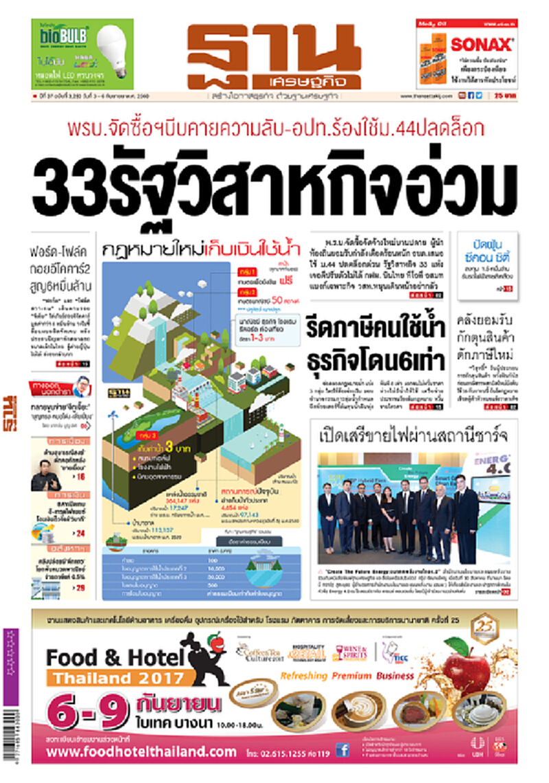 หน้าหนึ่ง! หนังสือพิมพ์ฐานเศรษฐกิจ ปีที่ 37 ฉบับที่ 3,293 วันที่ 3 – 6 กันยายน พ.ศ.2560 หน้าหนึ่ง! หนังสือพิมพ์ฐานเศรษฐกิจ ปีที่ 37 ฉบับที่ 3,293 วันที่ 3 – 6 กันยายน พ.ศ.2560
