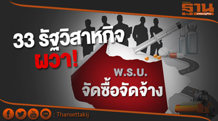 “33 รัฐวิสาหกิจ” ผวา! พ.ร.บ.จัดซื้อฯ ใหม่ บีบเปิดแผนธุรกิจ บล็อกลงทุน “33 รัฐวิสาหกิจ” ผวา! พ.ร.บ.จัดซื้อฯ ใหม่ บีบเปิดแผนธุรกิจ บล็อกลงทุน