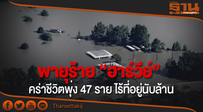 พายุร้าย “ฮาร์วีย์” คร่าชีวิตพุ่ง 47 ราย ไร้ที่อยู่นับล้าน พายุร้าย “ฮาร์วีย์” คร่าชีวิตพุ่ง 47 ราย ไร้ที่อยู่นับล้าน
