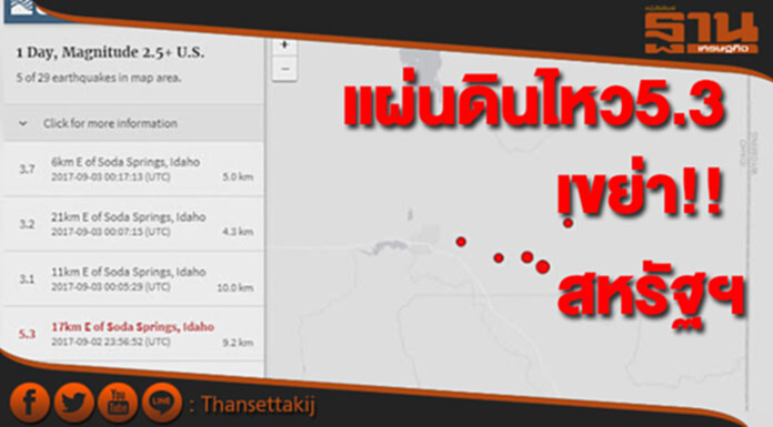 แผ่นดินไหวเขย่า5.3แดนมะกันไม่มีเจ็บ-เสียชีวิต แผ่นดินไหวเขย่า5.3แดนมะกันไม่มีเจ็บ-เสียชีวิต