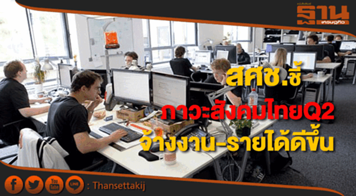 สศช.ชี้ภาวะสังคมไทยQ2จ้างงาน-รายได้ดีขึ้นจับตาว่างงานแรงงานใหม่ สศช.ชี้ภาวะสังคมไทยQ2จ้างงาน-รายได้ดีขึ้นจับตาว่างงานแรงงานใหม่