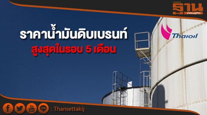 ราคาน้ำมันดิบเบรนท์ปรับตัวเพิ่มขึ้นแตะระดับสูงสุดในรอบ 5 เดือน ราคาน้ำมันดิบเบรนท์ปรับตัวเพิ่มขึ้นแตะระดับสูงสุดในรอบ 5 เดือน