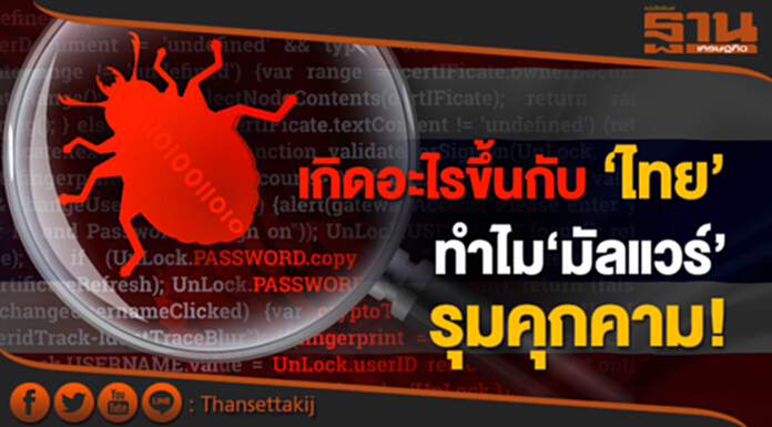 เกิดอะไรขึ้นกับ ‘ไทย’ ‘มัลแวร์’ คุกคาม สูงกว่าค่าเฉลี่ยโลก 2 เท่า เกิดอะไรขึ้นกับ ‘ไทย’ ‘มัลแวร์’ คุกคาม สูงกว่าค่าเฉลี่ยโลก 2 เท่า