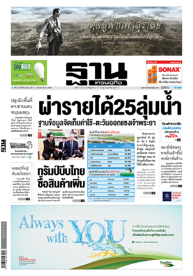 หน้าหนึ่ง! หนังสือพิมพ์ฐานเศรษฐกิจ ปีที่ 37 ฉบับที่ 3,302 วันที่ 5 – 7 ตุลาคม พ.ศ.2560 หน้าหนึ่ง! หนังสือพิมพ์ฐานเศรษฐกิจ ปีที่ 37 ฉบับที่ 3,302 วันที่ 5 – 7 ตุลาคม พ.ศ.2560