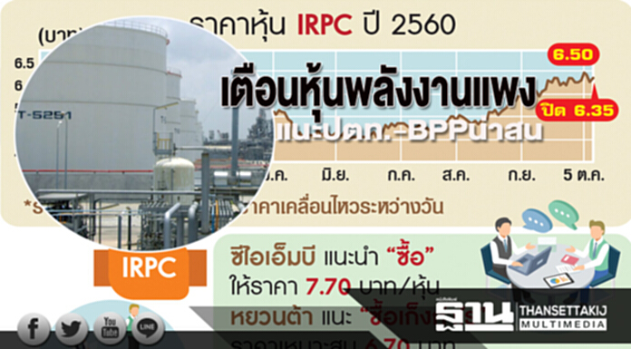 เตือนหุ้นพลังงานแพง หลายตัวราคาแซงพื้นฐาน แนะปตท.-BPPน่าสน เตือนหุ้นพลังงานแพง หลายตัวราคาแซงพื้นฐาน แนะปตท.-BPPน่าสน
