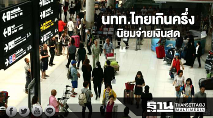 นักท่องเที่ยวไทยเกินครึ่งยังจ่ายด้วยเงินสดเป็นช่องทางแรก นักท่องเที่ยวไทยเกินครึ่งยังจ่ายด้วยเงินสดเป็นช่องทางแรก