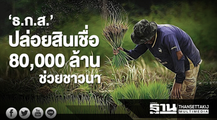 ‘ธ.ก.ส.’ ไฟเขียว! ปล่อยสินเชื่อ 8 หมื่นล. ช่วย 'ชาวนา' ‘ธ.ก.ส.’ ไฟเขียว! ปล่อยสินเชื่อ 8 หมื่นล. ช่วย 'ชาวนา'