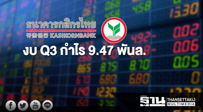 KBANK งบ Q3 กำไร 9.47 พันล. ลดลง 12.74% KBANK งบ Q3 กำไร 9.47 พันล. ลดลง 12.74%