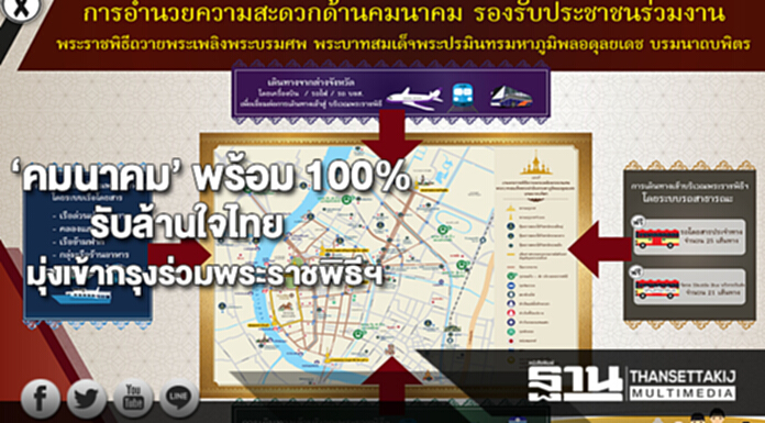 ‘คมนาคม’ พร้อม 100%รับล้านใจไทยมุ่งเข้ากรุงร่วมพระราชพิธีฯ ‘คมนาคม’ พร้อม 100%รับล้านใจไทยมุ่งเข้ากรุงร่วมพระราชพิธีฯ