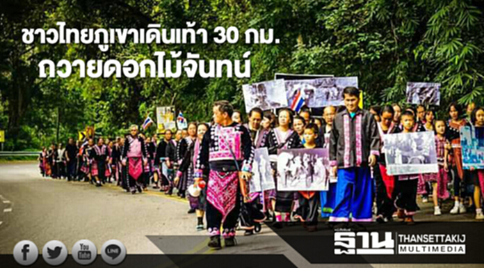 ชาวไทยภูเขาเผ่าม้งเดินเท้า 30 กม.ลงดอย ร่วมพิธีถวายดอกไม้จันทน์ จังหวัดเชียงใหม่ ชาวไทยภูเขาเผ่าม้งเดินเท้า 30 กม.ลงดอย ร่วมพิธีถวายดอกไม้จันทน์ จังหวัดเชียงใหม่