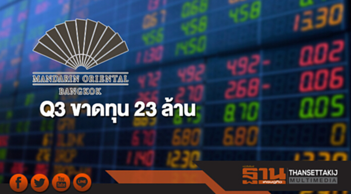 รร.โอเรียนเต็ล Q3 ขาดทุน 23 ล้าน รร.โอเรียนเต็ล Q3 ขาดทุน 23 ล้าน