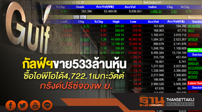 กัลฟ์ฯขาย533ล้านหุ้น ซื้อไอพีโอได้4,722.1เมกะวัตต์ กรังด์ปรีซ์จองพ.ย. กัลฟ์ฯขาย533ล้านหุ้น ซื้อไอพีโอได้4,722.1เมกะวัตต์ กรังด์ปรีซ์จองพ.ย.