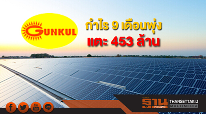 GUNKUL กำไร 9 เดือนพุ่งแตะ 453 ล้าน มั่นใจโตตามเป้า GUNKUL กำไร 9 เดือนพุ่งแตะ 453 ล้าน มั่นใจโตตามเป้า