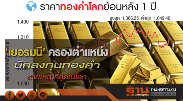 ‘เยอรมนี’ ครองตำแหน่งนักลงทุนทองคำ รายใหญ่ที่สุดในโลก ‘เยอรมนี’ ครองตำแหน่งนักลงทุนทองคำ รายใหญ่ที่สุดในโลก