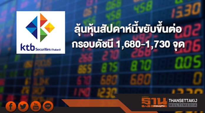 KTBS ลุ้นหุ้นสัปดาห์นี้ขยับขึ้นต่อกรอบดัชนี 1,680-1,730 จุด KTBS ลุ้นหุ้นสัปดาห์นี้ขยับขึ้นต่อกรอบดัชนี 1,680-1,730 จุด