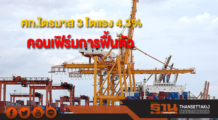 เศรษฐกิจไทยไตรมาส 3 โตแรง 4.3% คอนเฟิร์มการฟื้นตัว เศรษฐกิจไทยไตรมาส 3 โตแรง 4.3% คอนเฟิร์มการฟื้นตัว
