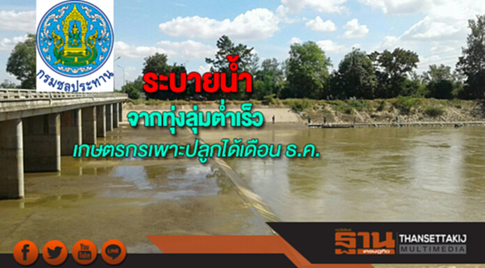 กรมชลฯเผยระบายน้ำออกจากทุ่งลุ่มต่ำเร็วให้เกษตรกรเพาะปลูกในเดือน ธ.ค. นี้ กรมชลฯเผยระบายน้ำออกจากทุ่งลุ่มต่ำเร็วให้เกษตรกรเพาะปลูกในเดือน ธ.ค. นี้