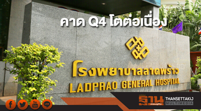 รพ.ลาดพร้าว คาด Q4 โตต่อเนื่องหนุนทั้งปีรายได้ตามเป้า รพ.ลาดพร้าว คาด Q4 โตต่อเนื่องหนุนทั้งปีรายได้ตามเป้า