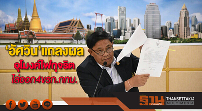 ‘อัศวิน’แถลงผลอุโมงค์ไฟ39.5ล.ทุจริตไล่ออก4ขรก.กทม.ทั้งส่งเอกสารเอี่ยว'ชายหมู'ให้ป.ป.ช. ‘อัศวิน’แถลงผลอุโมงค์ไฟ39.5ล.ทุจริตไล่ออก4ขรก.กทม.ทั้งส่งเอกสารเอี่ยว'ชายหมู'ให้ป.ป.ช.