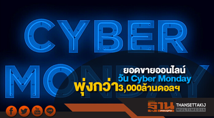 ยอดขายออนไลน์วัน Cyber Monday พุ่งกว่า 3 พันล้านดอลลาร์ ยอดขายออนไลน์วัน Cyber Monday พุ่งกว่า 3 พันล้านดอลลาร์