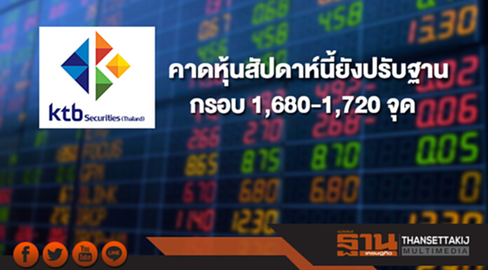 บล.เคทีบี คาดหุ้นสัปดาห์นี้ยังปรับฐานกรอบดัชนี 1,680-1,720 จุด บล.เคทีบี คาดหุ้นสัปดาห์นี้ยังปรับฐานกรอบดัชนี 1,680-1,720 จุด