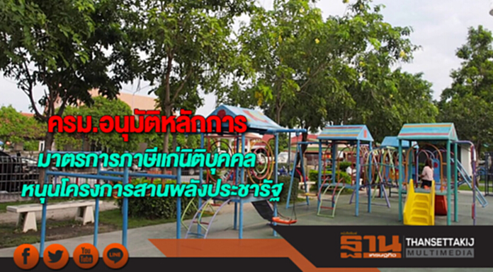 ครม.อนุมัติหลักการมาตรการภาษีแก่นิติบุคคลหนุนโครงการสานพลังประชารัฐ ครม.อนุมัติหลักการมาตรการภาษีแก่นิติบุคคลหนุนโครงการสานพลังประชารัฐ