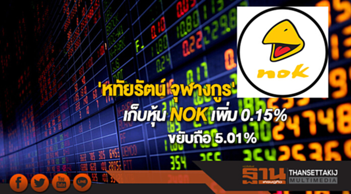 'หทัยรัตน์ จุฬางกูร' เก็บหุ้น NOKเพิ่ม 0.15% ขยับถือ 5.01% 'หทัยรัตน์ จุฬางกูร' เก็บหุ้น NOKเพิ่ม 0.15% ขยับถือ 5.01%